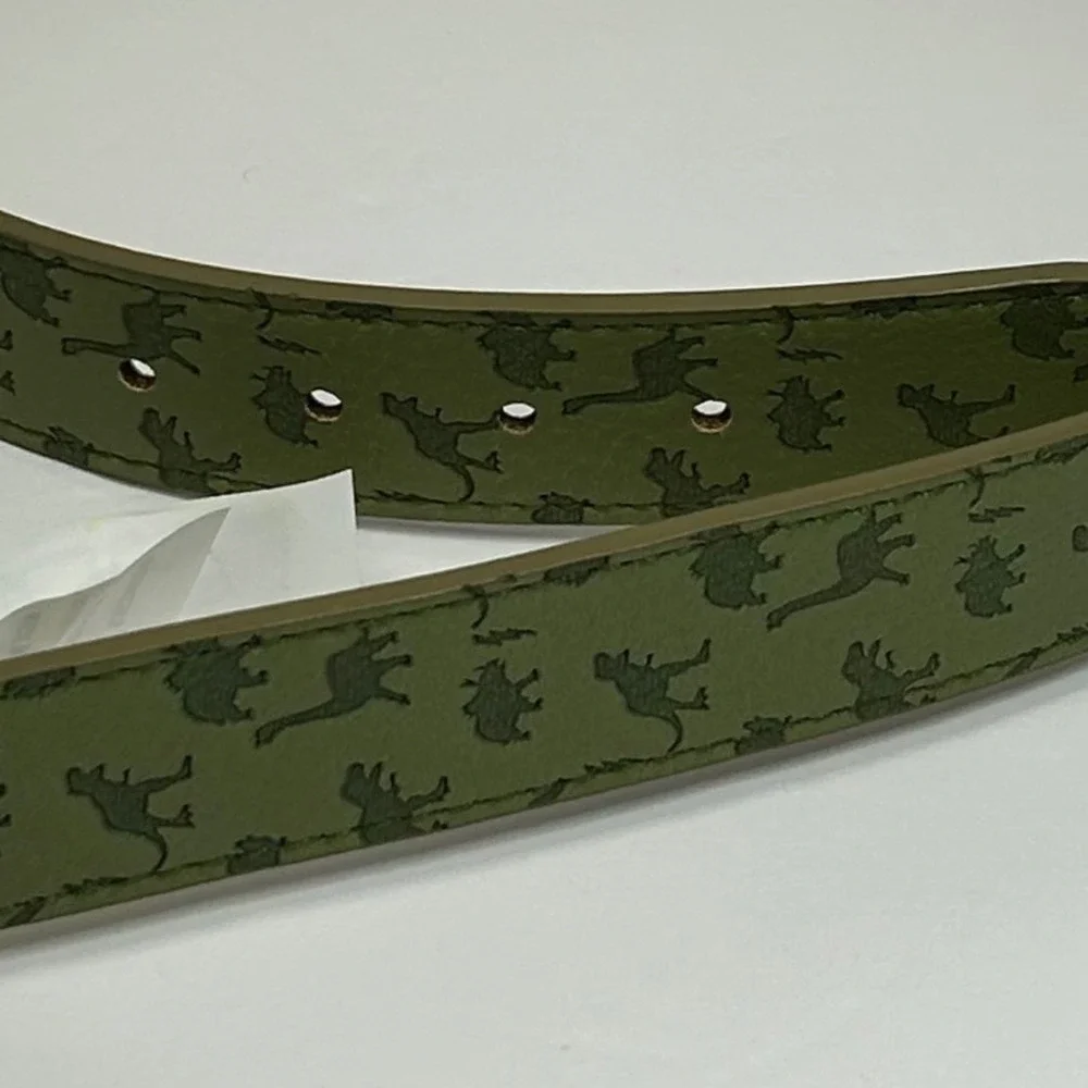 Wonder Nation Boys Dinosaur Print Belt Olive Green Silver Buckle‎ Size Large